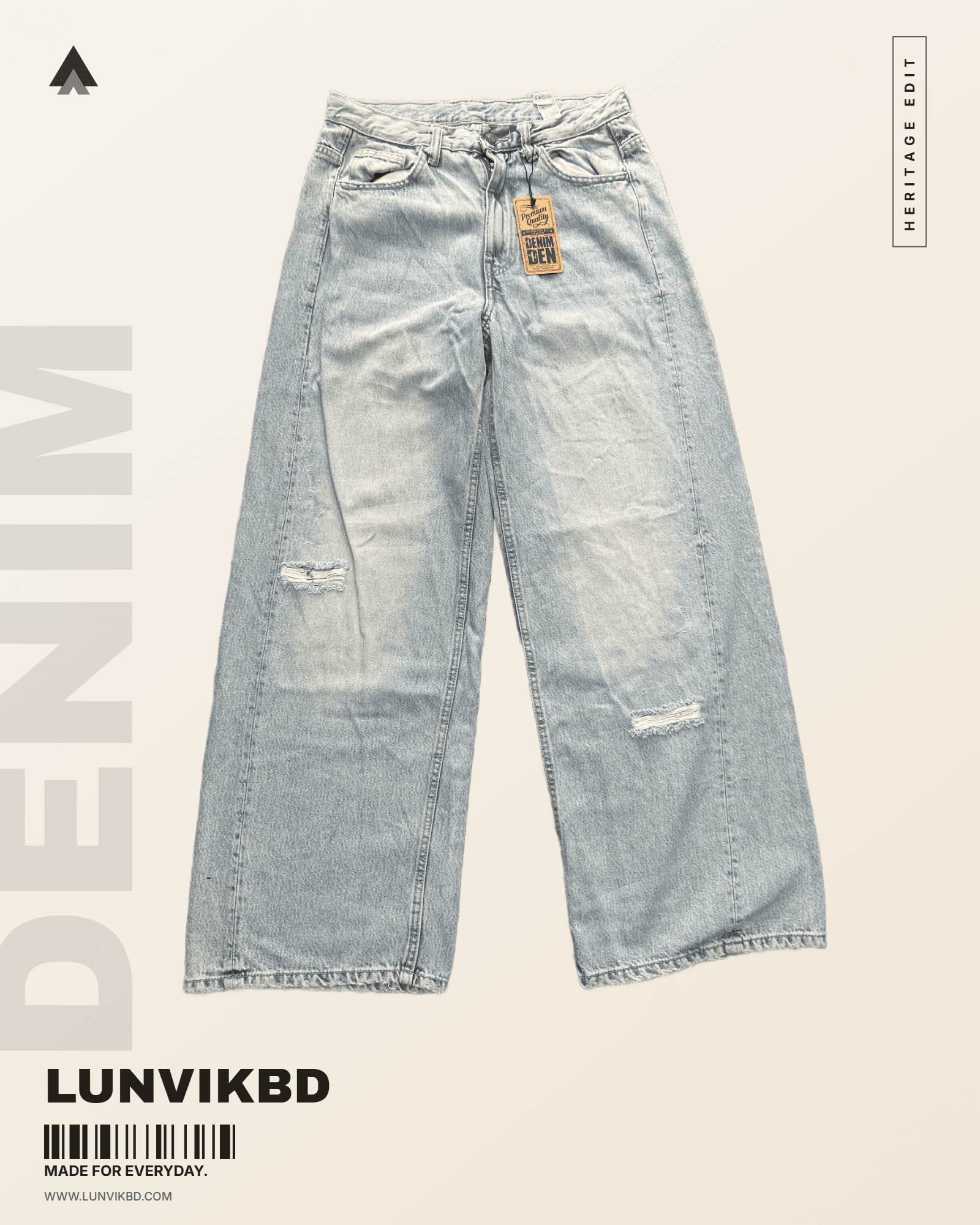 Distressed Wide-Leg Jeans